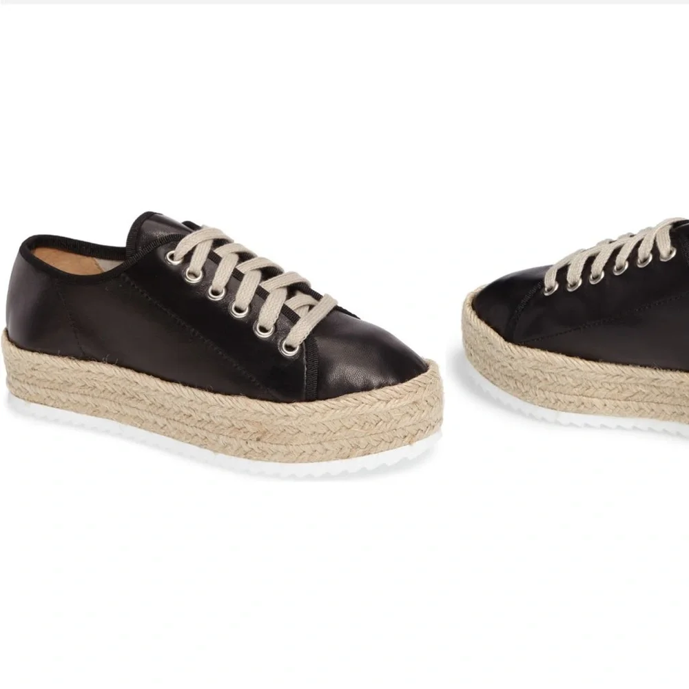 Black Platform Leather Sneakers - Picture 2 of 9